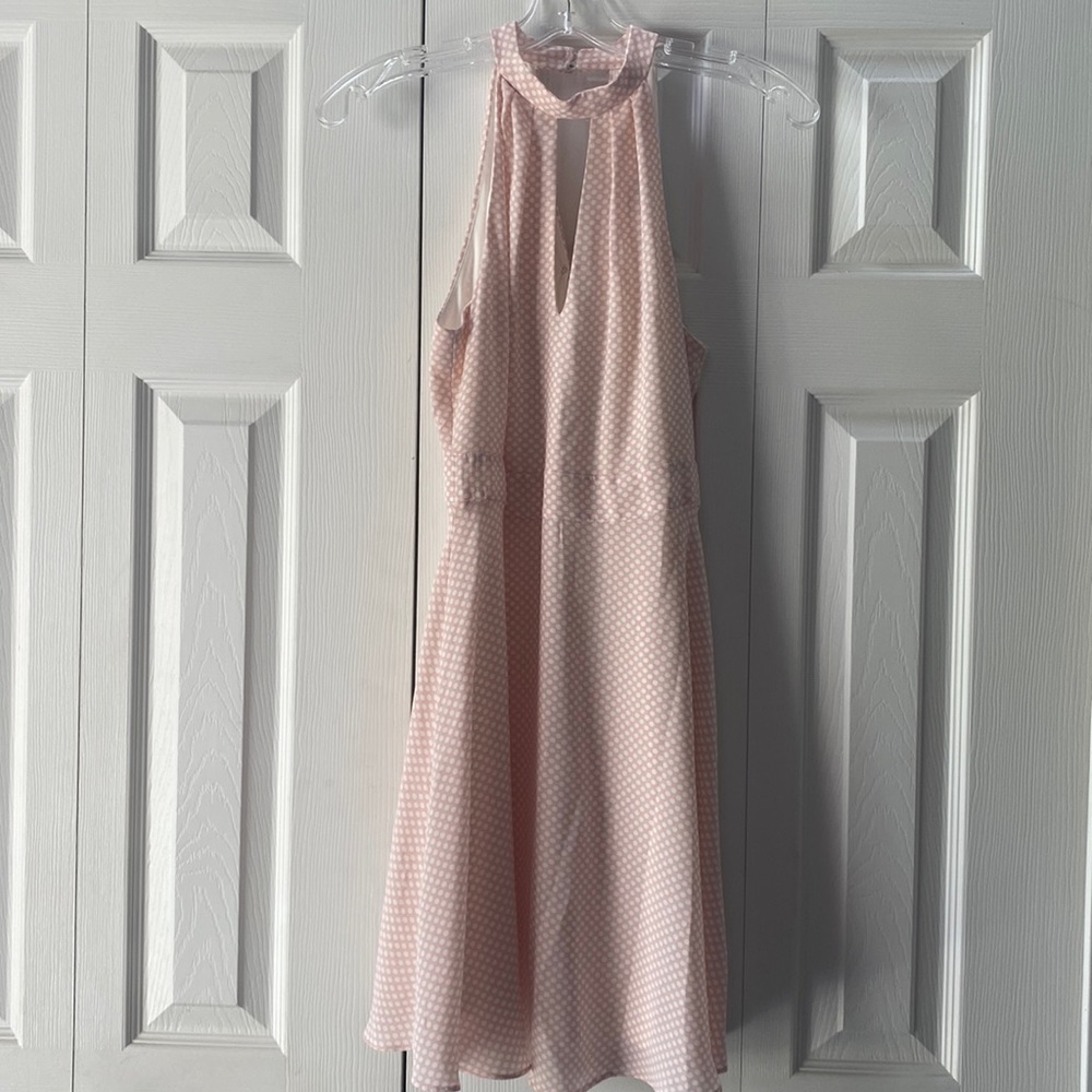 Express PalePink/white sleeveless  polka dot dress SZ2